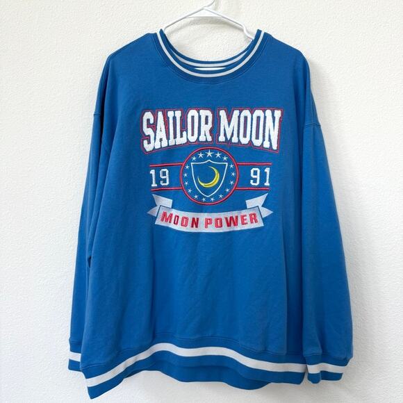 Sailor Moon 1991 Moon Power Varsity Sweatshirt Blue Size XL Anime Retro 90s - Picture 1 of 5